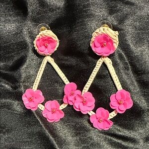 Pink Floral Dangle Earrings